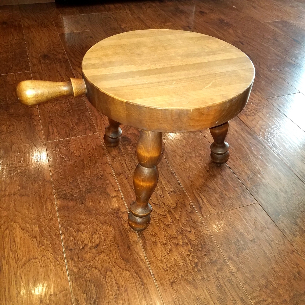Vintage wood milking stool 3 legs